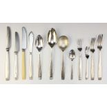 A canteen of silver plated cutlery, Elkington & Co, date letters for 1937-1951, all plain pattern