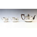 A George V Art Deco period three-piece silver tea service, S. Blackensee & Son, Chester and