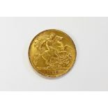 A George V gold half sovereign, dated 1912, weight 3.9gms