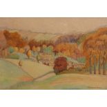 E. Margaret Walton (English school, 20th century), Watercolour on paper, 'Landscape', Signed lower
