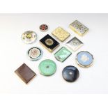 A selection of mid-century and later compacts, to include one by Kigu of London, of circular form