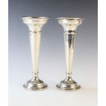 A pair of George V silver trumpet vases by Walker & Hall, Sheffield 1920, of typical form with