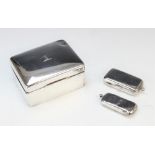 A silver cigarette box, Mappin and Webb, London 1878, of rectangular form and with engraved crest to