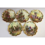 A set of five Coalport plates, each painted by Richard Budd and signed, to include; Robins,
