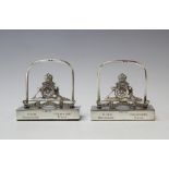 MILITARY INTEREST: A pair of silver Royal Artillery menu/place card holders, Goldsmiths &
