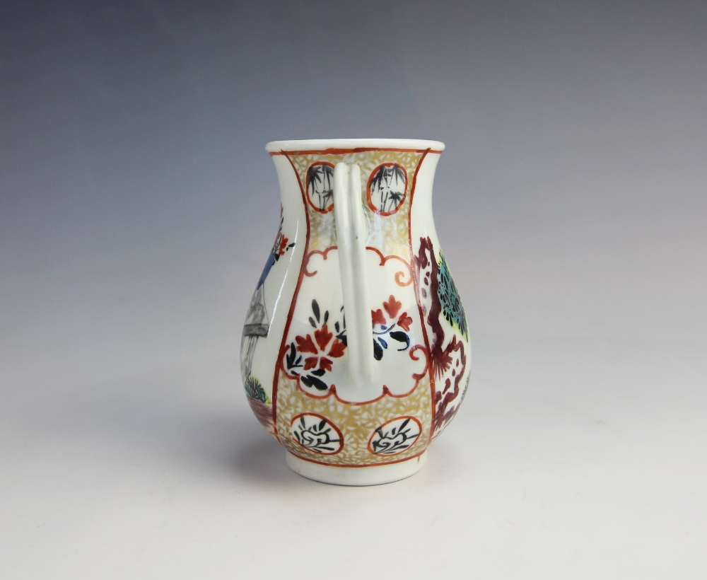 A Worcester sparrow beak cream jug, circa 1775, decorated in polychrome enamels with figures on a - Image 3 of 4