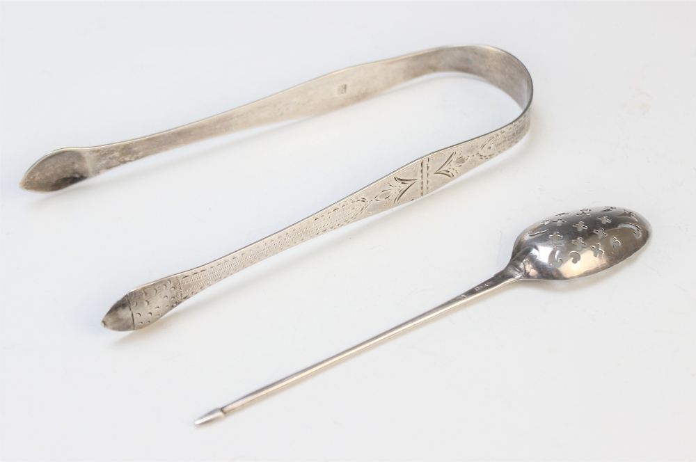 A silver mote spoon possibly Benjamin Cartwright II circa 1750, of typical form with pierced bowl - Image 2 of 2