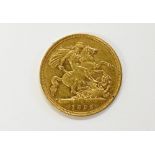 A Victorian gold half sovereign, dated 1893, weight 4.0gms