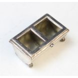 A late Victorian silver double stamp box by Grey and Co, Birmingham 1897, of rectangular form upon