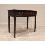 A George III mahogany side table, the rectangular top above a single frieze drawer applied with