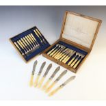 A collection of Victorian silver bladed and ivory handled cutlery, Martin Hall and Co Sheffield