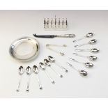 A selection of silver tableware, to include; a George V six-division silver toast rack by Emile