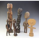 Six West African tribal art carved wooden figures, the tallest 46cm high (6)