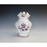 A puce printed William IV commemorative jug, printed with 'King William IV & Queen Adelaide