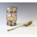 An Edwardian glass jar and silver cover, S Blanckensee & Son Ltd Birmingham 1907, the faceted jar