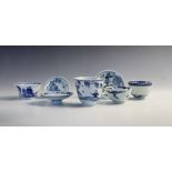 A collection of 18th century and later Chinese porcelain blue and white wares, to include a wine