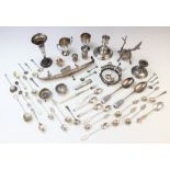 A selection of silver and plated wares, to include; a silver candlestick, William Comyns and Sons,