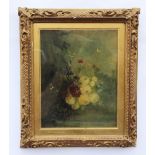 A collection of oils, A pair of 19th century still life?s of flowers on panel, indistinctly