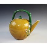 A Victorian Aesthetic Movement Minton majolica teapot and cover in the manner of Dr Christopher