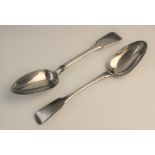 A George III silver fiddle pattern tablespoon by Richard Poulden, London 1820, 22.4cm long, together