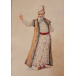 English school, early 20th century, A Turkish Vizir, Watercolour and gouache, 17cm x 11cm,
