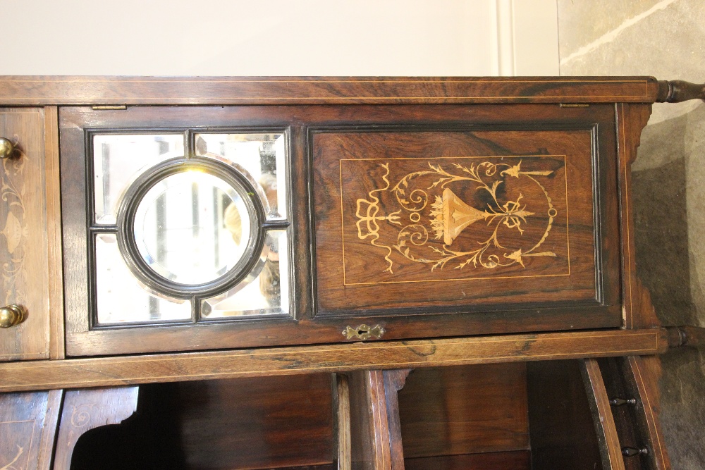 A late Victorian rosewood mirror back chiffonier, the architectural high back with a broken pediment - Image 2 of 2