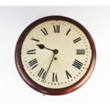 A Victorian mahogany drop dial fusee wall clock, the 30cm painted white dial within a moulded