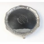 GOLFING INTEREST: A Victorian silver salver by Josiah Williams & Co, London 1893, with reeded and