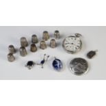 A selection of silver jewellery and accessories, to include a Victorian silver open face pocket