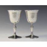 A pair of silver goblets commemorating the Octocentenary of Newcastle-Under-Lyme by Terry & Co,