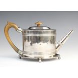 A George III silver teapot and stand, Henry Green London 1787, the teapot of oval form with reeded