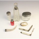A selection of ladies dressing table wares and accessories, to include; a Victorian silver bladed