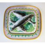 A George Jones majolica sardine dish, cover and stand, circa 1875, of rectangular form, the dish and