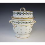 An English porcelain twin handled ice pail and cover, possibly Derby, early 19th century, the
