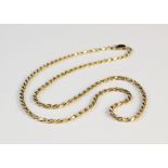 A 9ct yellow gold rope twist chain, the uniform chain with attached lobster clasp, overall length