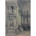 Attributed to William Callow RWS (1812-1908), Interior of St Marks, Venice, Pencil, Inscribed with
