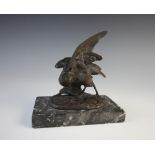 After Jules Moigniez (French 1835-1894), a bronze bird, modelled with it?s head turned, beneath
