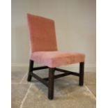 A George III Gainsborough type pink upholstered side chair on mahogany legs of square section,