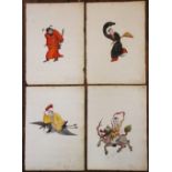 A collection of studies of oriental gentlemen, Watercolour and gouache on laid paper, Inscribed in