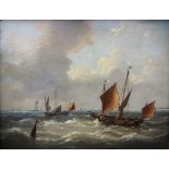 Louis Charles ver Boockhoven (1802-1889), ?On the Scheldt?, Oil on panel, Signed lower left, 25cm