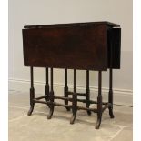 An 18th century walnut spider leg drop-leaf table, on turned supports and out-swept feet, 71cm H x