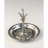 An Arts & Crafts silver ring tree by Synyer & Beddoes, Chester 1905, designed as a tree trunk set to