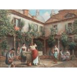 Arthur Trevor Haddon R.B.A (1864-1941), 'In a Venetian Courtyard', Oil on canvas, Signed lower