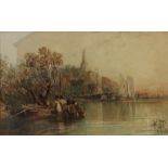 Clarkson Stanfield RA (1793-1867), Busy river view, Watercolour, Signed lower left, dated 1850, 27cm