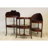 A George III mahogany corner washstand, with shaped frieze and shelf under tier with single drawer