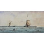 Albert Ernest Markes (1865-1901), Fishing boats coming ashore, Watercolour, Signed lower left,