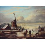 Dutch School (late 19th century), Winter landscape, Oil on panel, Indistinctly signed lower left,