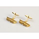 A pair of French 18ct gold cufflinks, each designed as a chamfered baton with osier pattern