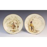 A pair of Royal Worcester 'Fairy Craftsman' plates, late 19th century, hand painted with