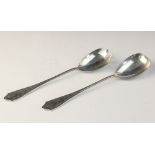 A pair of silver salad servers by Barker Brothers Silver Ltd, Birmingham 1933, each 22.5cm long,